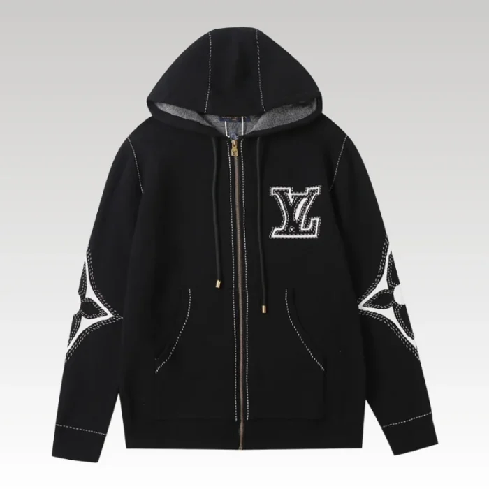Hoodie Louis Vuitton LV Embroidered Zip-Up LV056 - Drip Slum