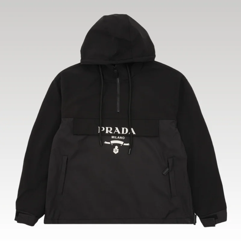 Home Basic 588 Hoodie Prada Black Milano Logo PD051 - Drip Slum
