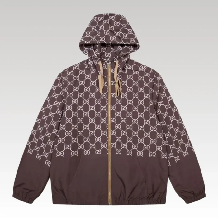 Jacket Gucci Monogram Hooded Brown GC098 - Drip Slum