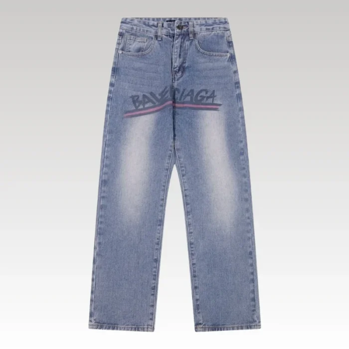 Jeans Balenciaga Logo Vintage Blue BL018 - Drip Slum