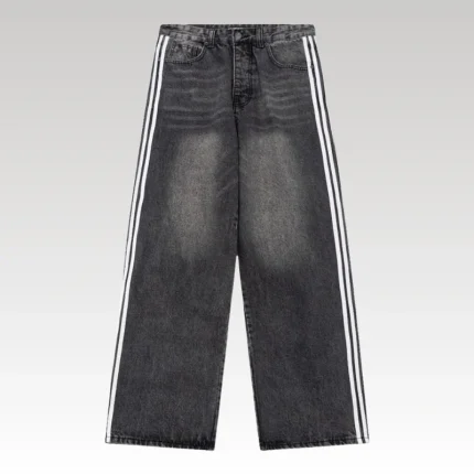 Jeans Balenciaga Striped Black Washed Denim BL032 - Drip Slum