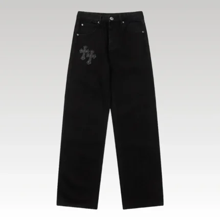 Jeans Chrome Hearts Black Cross Embroidery CH066 - Drip Slum