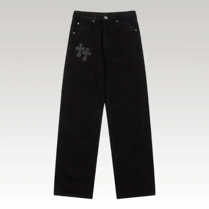 Jeans Chrome Hearts Black Cross Embroidery CH066 - Drip Slum