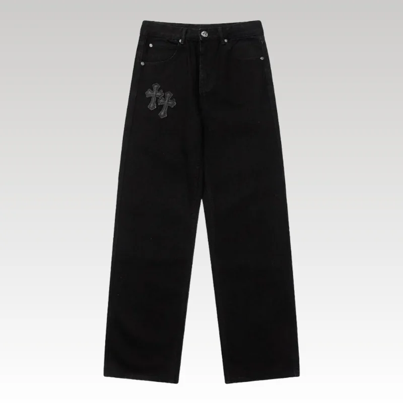 Home Basic 181 Jeans Chrome Hearts Black Cross Embroidery CH066 - Drip Slum