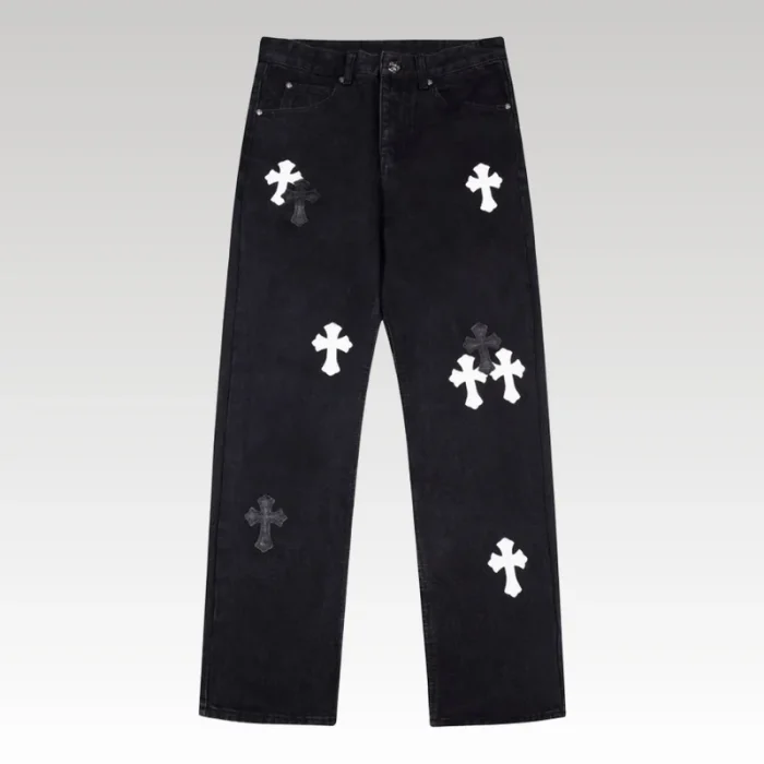 Jeans Chrome Hearts Black White Cross Patch CH025 - Drip Slum