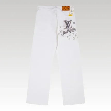 Jeans Louis Vuitton White Monogram Pocket Detailing LV003 - Drip Slum