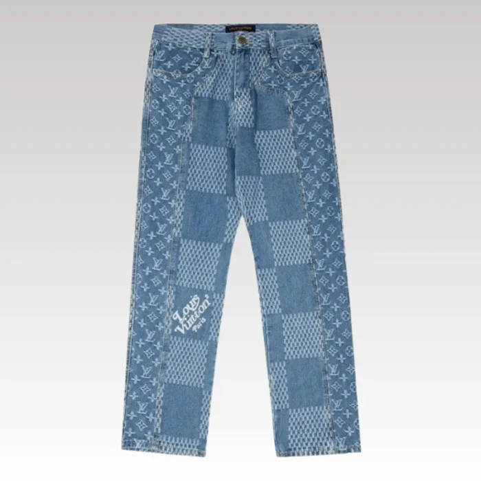 Louis Vuitton LV Blue Patchwork Denim Pants - Drip Slum