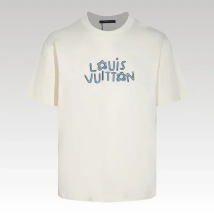 Louis Vuitton LV White T-shirt Blue Floral Logo - Drip Slum