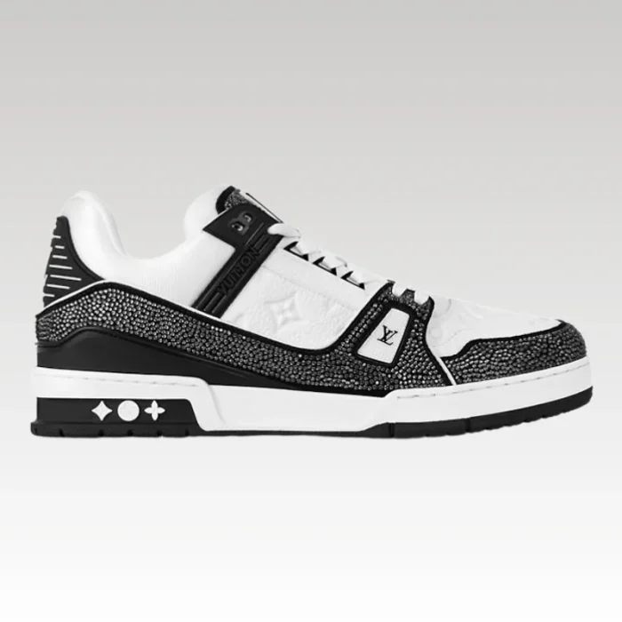 Louis Vuitton Trainer Black Rhinestone Sneakers - Drip Slum
