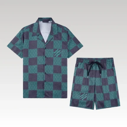 Set Louis Vuitton LV Green Checkered Print - Drip Slum