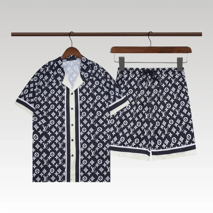 Set Louis Vuitton LV Monogram Shirt & Shorts - Drip Slum