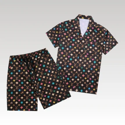 Set Louis Vuitton Monogram Multicolor Shirt and Shorts Set LV012 - Drip Slum