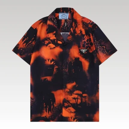 Shirt Prada Orange Black Graphic Print PD031 - Drip Slum