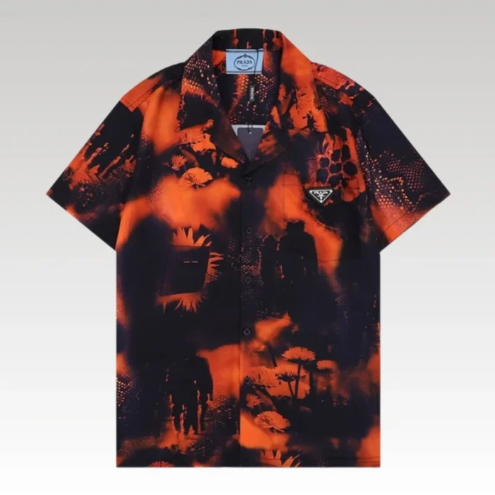 Shirt Prada Orange Black Graphic Print PD031 - Drip Slum