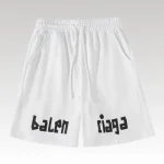Shorts Balenciaga Balen Ciaga Print White BL037 - Drip Slum
