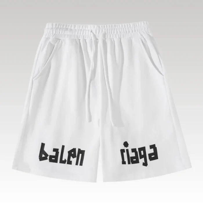Shorts Balenciaga Balen Ciaga Print White BL037 - Drip Slum