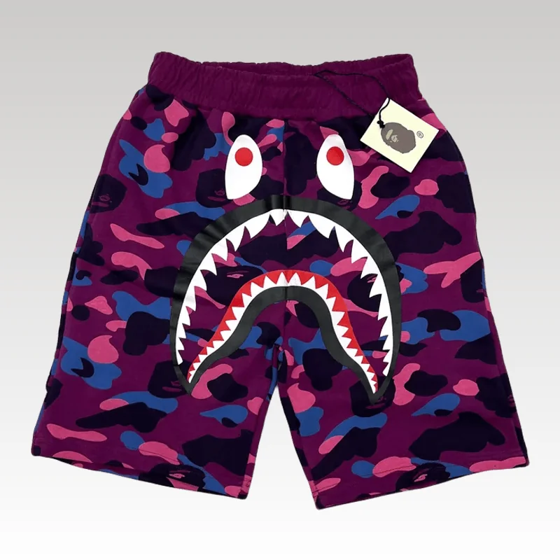Home Basic 758 Shorts Bape Camo Shark Shorts Purple - Drip Slum