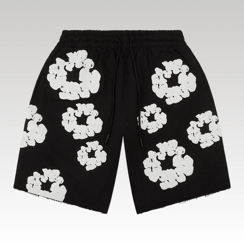 Shorts Denim Tears The Cotton Wreath Black - Drip Slum