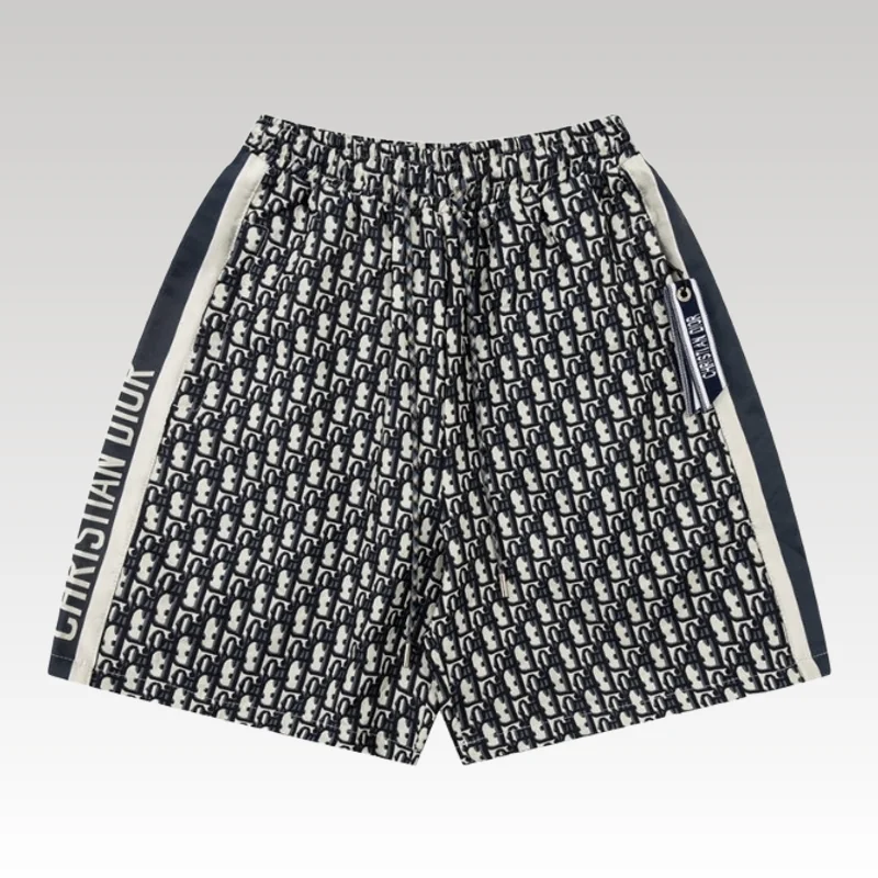 Home Basic 618 Shorts Dior Monogram Navy Side Stripes DO060 - Drip Slum
