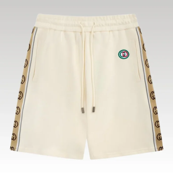 Shorts Gucci Beige Monogram Trim GC090 - Drip Slum