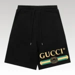 Shorts Gucci Logo Print Black GC057 - Drip Slum