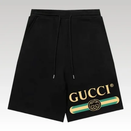 Shorts Gucci Logo Print Black GC057 - Drip Slum