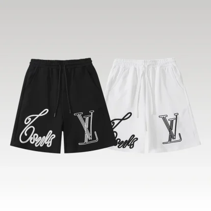 Shorts Louis Vuitton LV Black Script Embroidery - Drip Slum