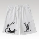 Shorts Louis Vuitton LV White Script Embroidery - Drip Slum