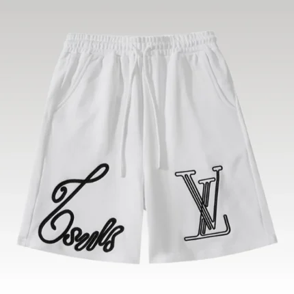 Shorts Louis Vuitton LV White Script Embroidery - Drip Slum