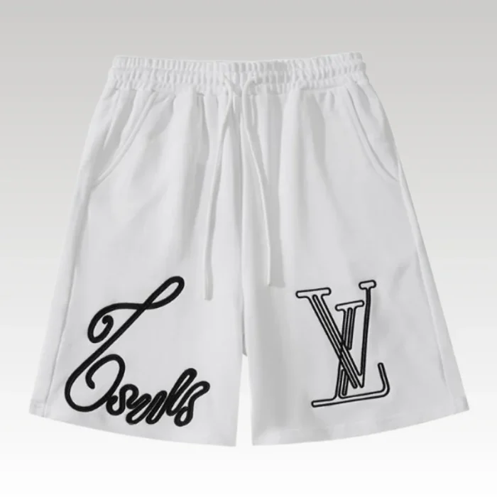 Shorts Louis Vuitton LV White Script Embroidery - Drip Slum