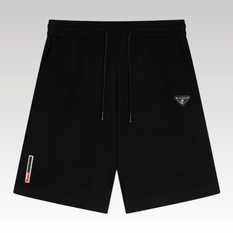 Home Basic 570 Shorts Prada Logo Patch Black PD012 - Drip Slum