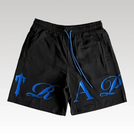 Shorts Trapstar Script Swimming Black/Dazzling Blue - Drip Slum