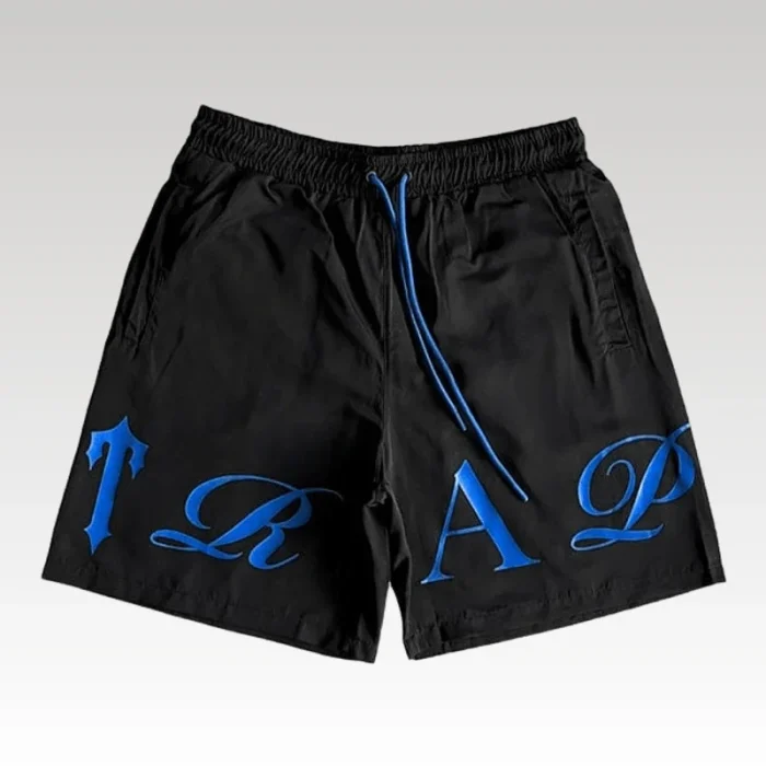 Shorts Trapstar Script Swimming Black/Dazzling Blue - Drip Slum