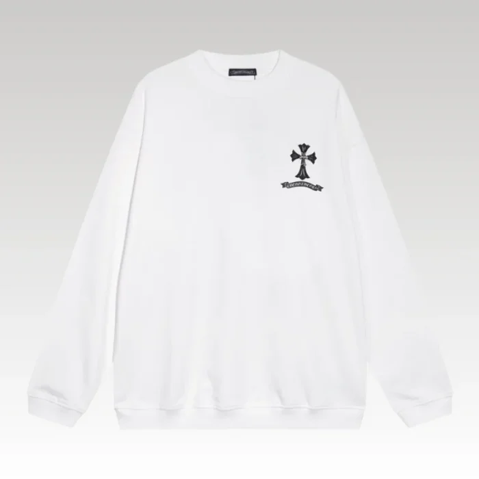 Sweatshirt Chrome Hearts Cross Print White CH050 - Drip Slum