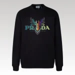 Sweatshirt Prada Deer Embroidery Black PD022 - Drip Slum
