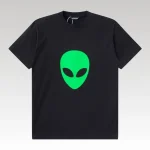 T-shirt Balenciaga Green Alien Face Black Oversized BL001 - Drip Slum
