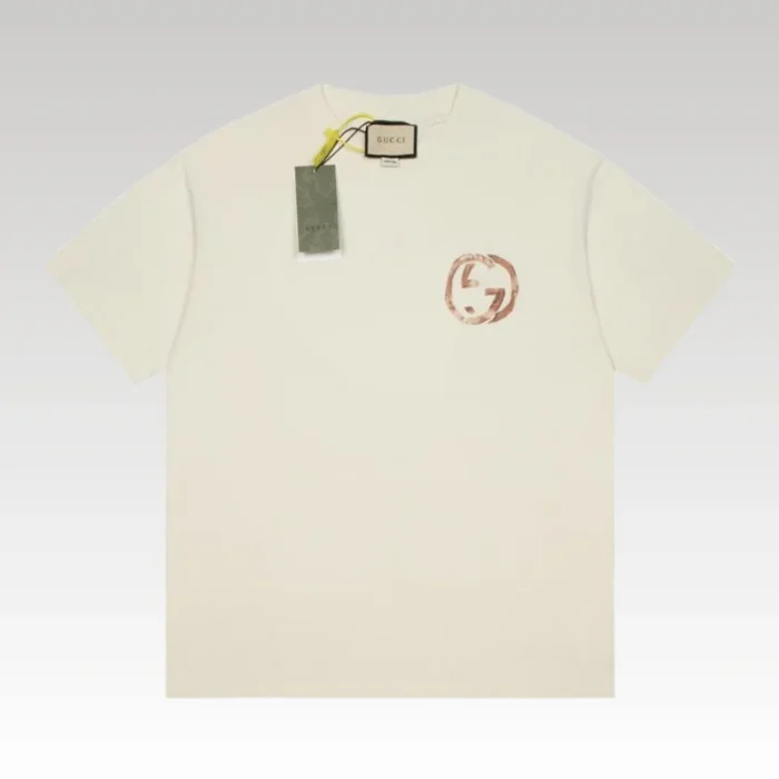 T-shirt Gucci Distressed Logo Beige GC047 - Drip Slum