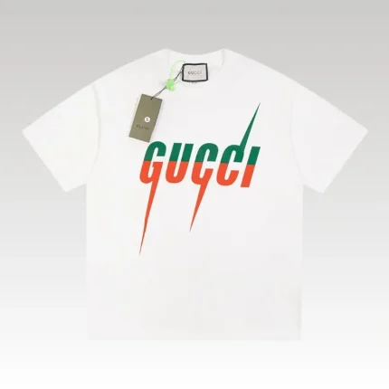 T-shirt Gucci Red Gradient Logo White GC040 - Drip Slum