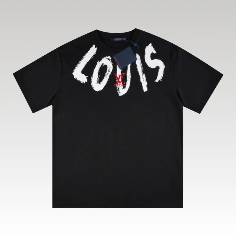 Home Basic 548 T-shirt Louis Vuitton Brushstroke Logo Black - Drip Slum