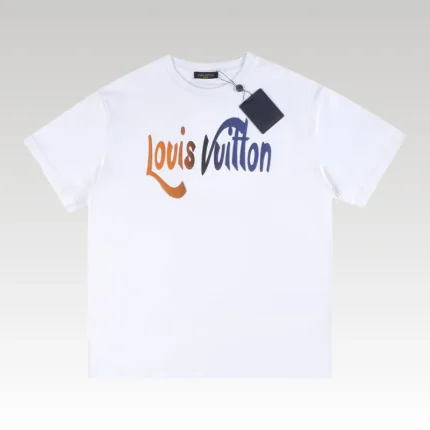 T-shirt Louis Vuitton Gradient Logo White Red Blue - Drip Slum