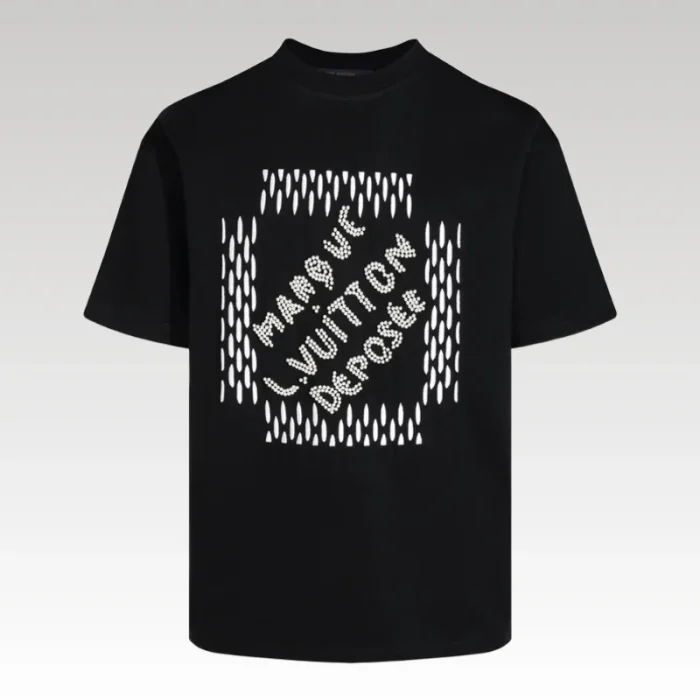 T-shirt Louis Vuitton Graphic Print Black LV023 - Drip Slum