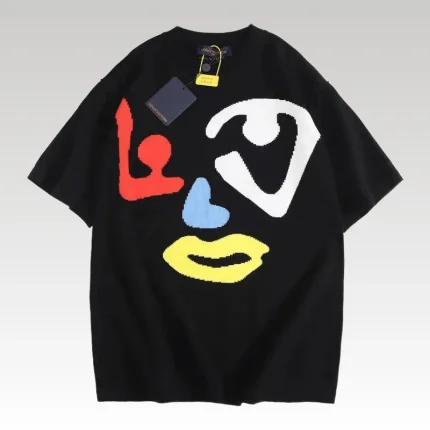 T-shirt Louis Vuitton LV Black Colorful Face - Drip Slum
