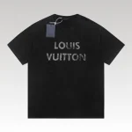 T-shirt Louis Vuitton LV Black Distressed Logo - Drip Slum