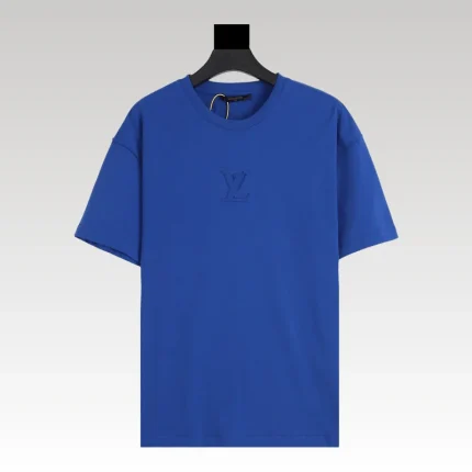 T-shirt Louis Vuitton LV Blue Embroidered Logo - Drip Slum