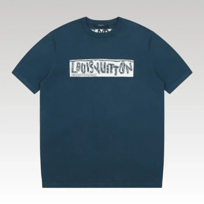 T-shirt Louis Vuitton LV Blue Logo Patch - Drip Slum