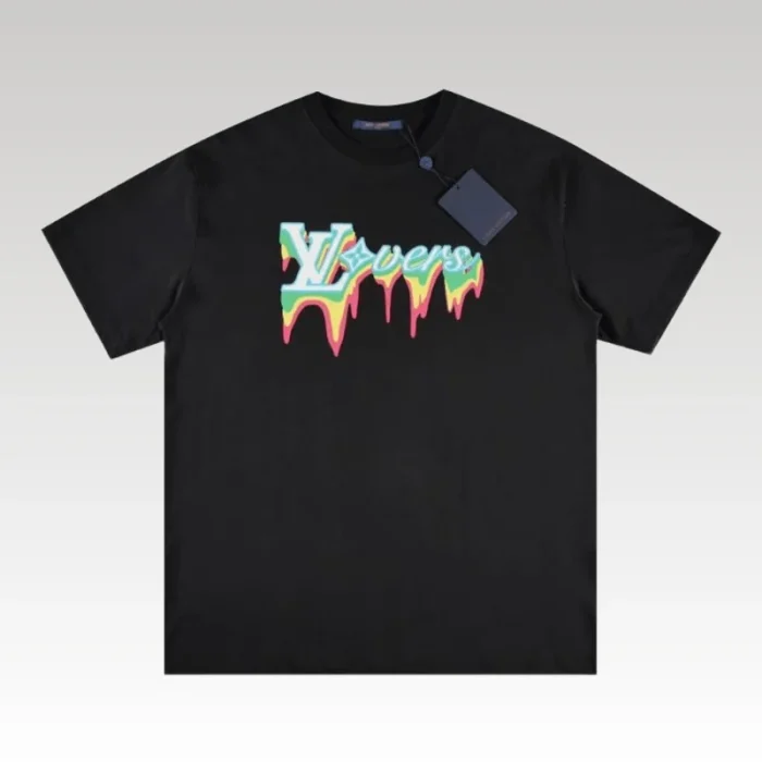 T-Shirt Louis Vuitton LV Drip Print Black - Drip Slum