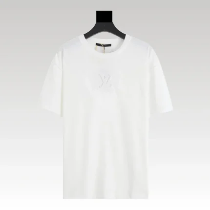 T-shirt Louis Vuitton LV White Embroidered Logo - Drip Slum