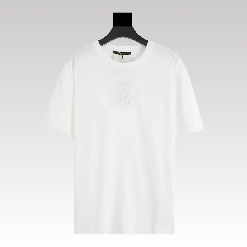 Home Basic 534 T-shirt Louis Vuitton LV White Embroidered Logo - Drip Slum