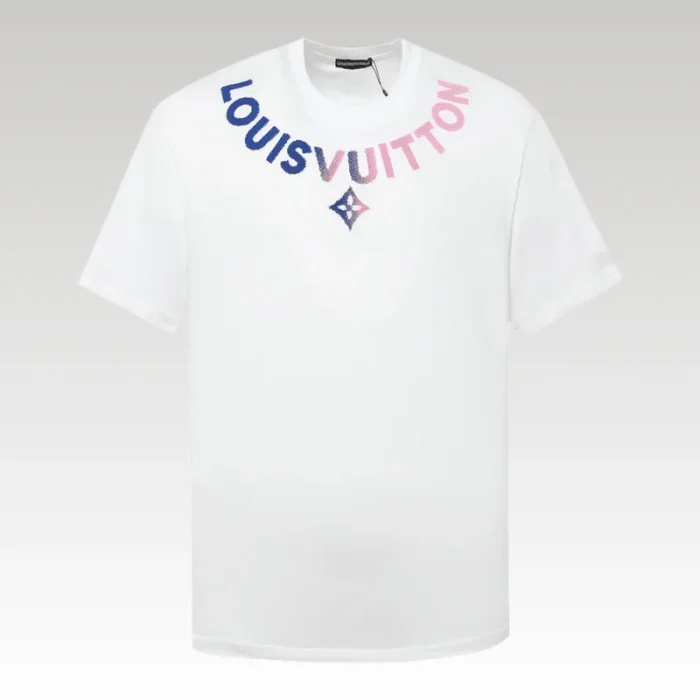 T-shirt Louis Vuitton LV White Gradient Logo - Drip Slum