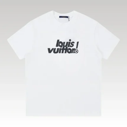 T-shirt Louis Vuitton LV White Graphic Logo - Drip Slum